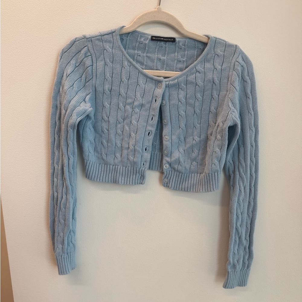 Brandy Melville Light Blue Cable Knit Cardigan